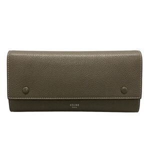 Celine Long Wallet Large Flap Multifunction 101673xfl.09so Gray Beige Leather